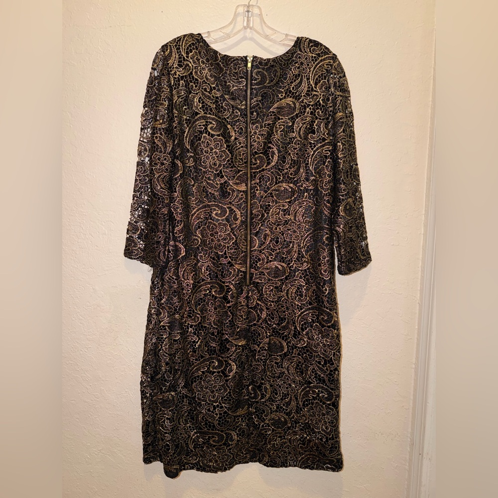 Floral Paisley Lace Dress Black and Gold - Picture 7 of 10